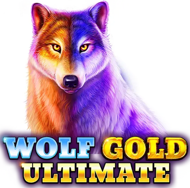Wolf Gold Half orange, half purple stylized wolf with WOLF GOLD ULTIMATE title